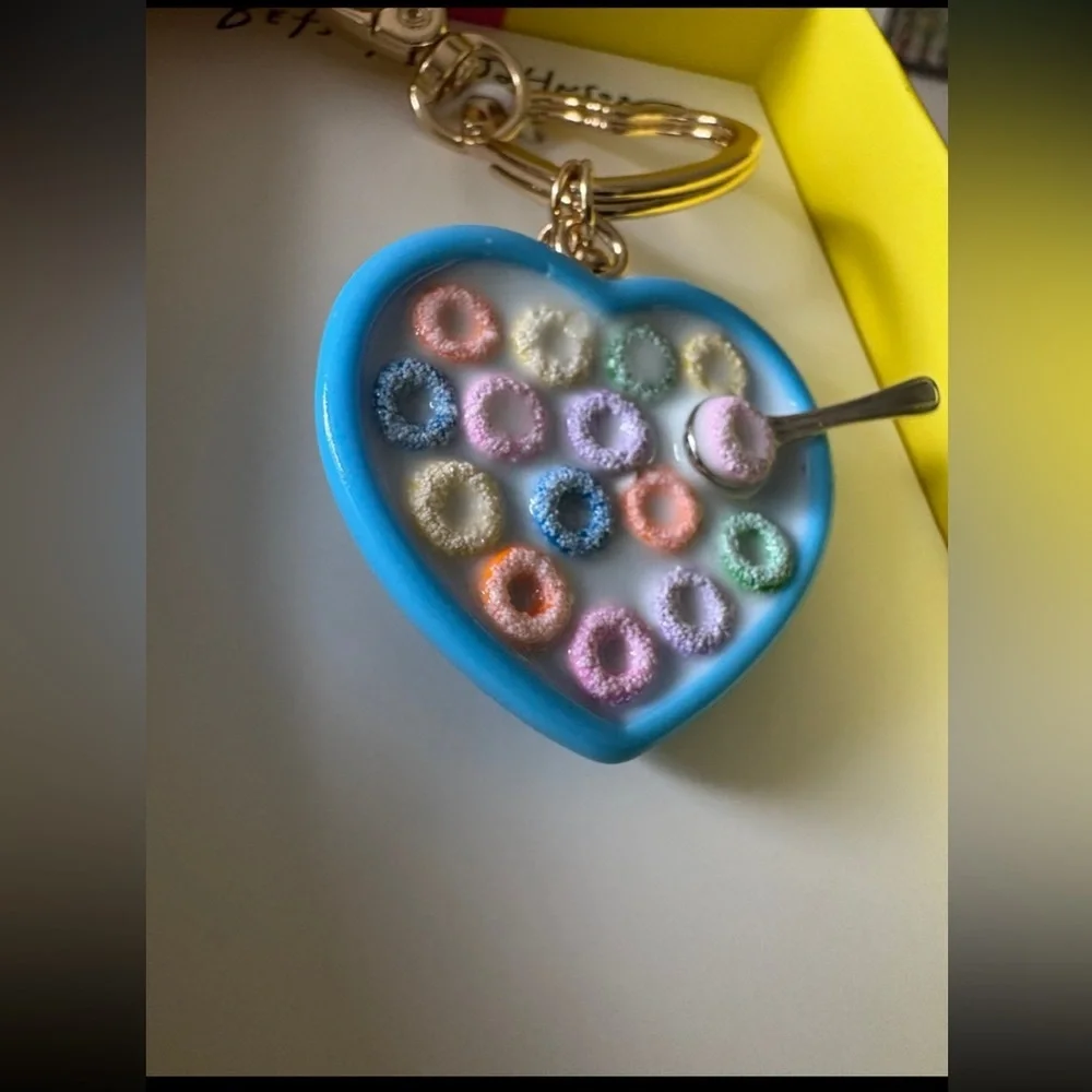 BETSEY JOHNSON Viral Back to School Cereal Bowl Keychain Bag Backpack Charm NWT